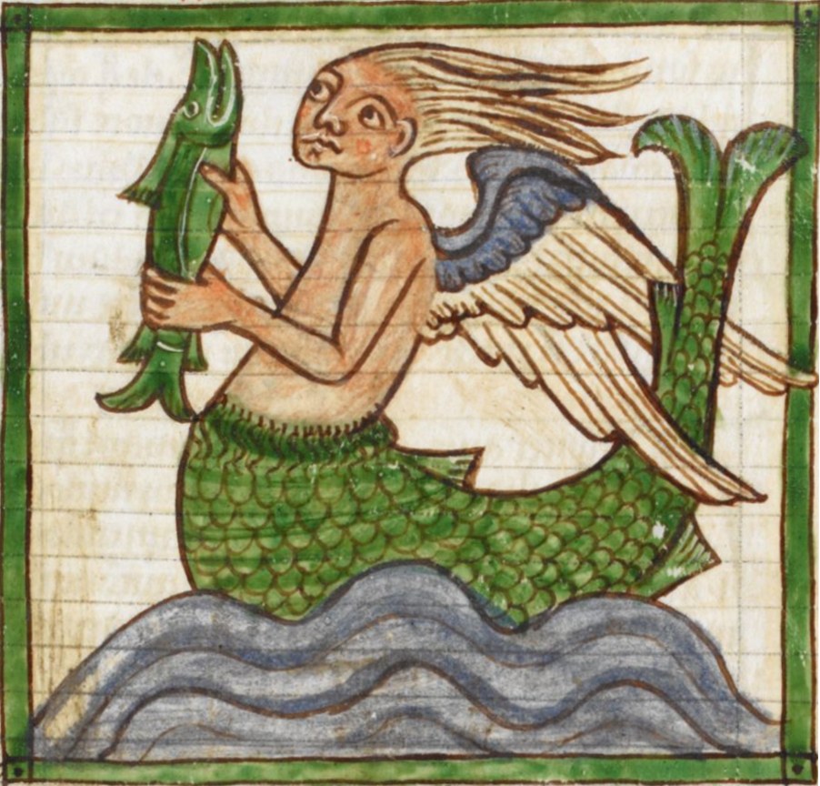 Siren Bestiary Harley MS 3244 British Library medieval manuscript