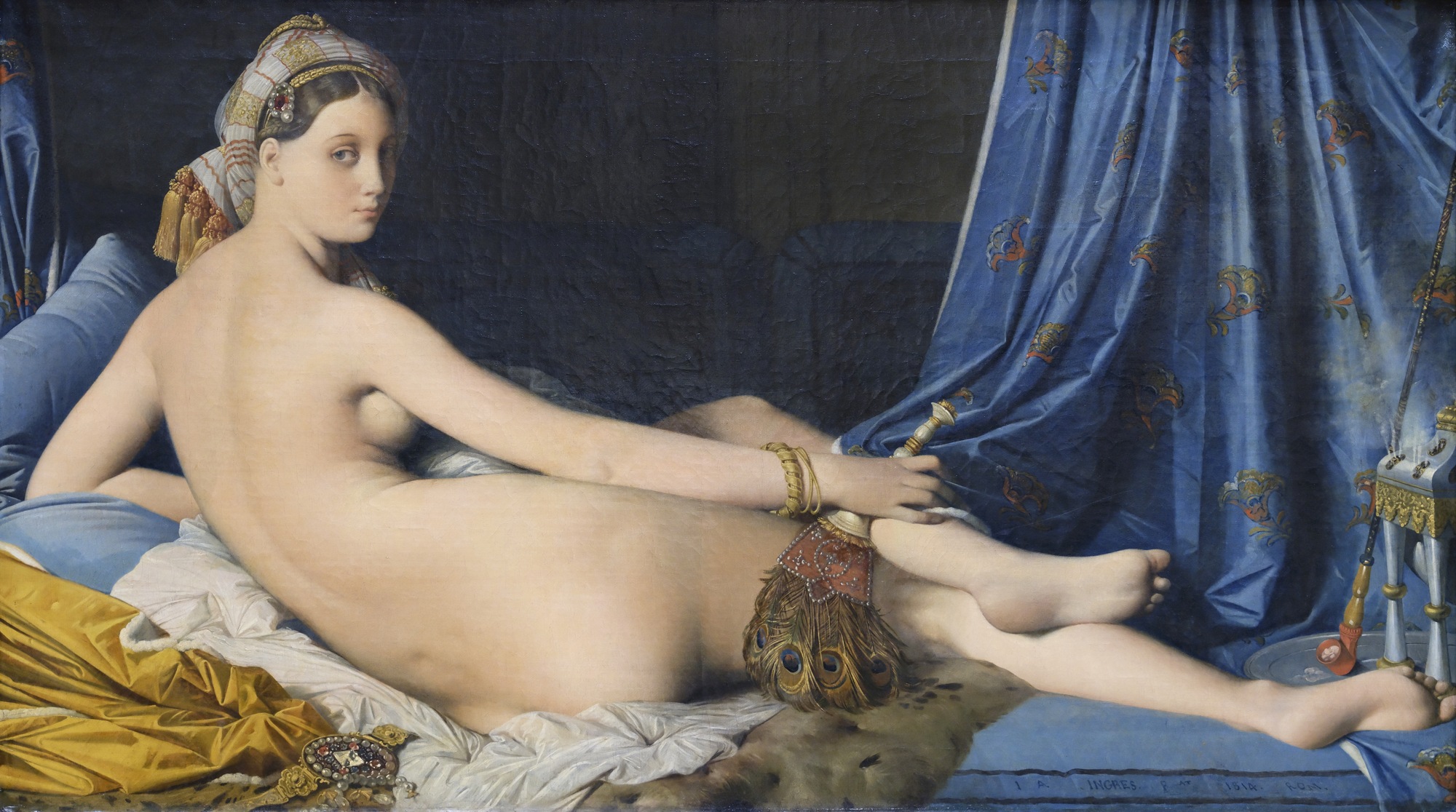 ジャン＝オーギュスト＝ドミニク・アングル《グランド・オダリスク》1814年、油彩・カンヴァス。ルーヴル美術館。
